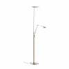 Knapstein Lampadaire à éclairage indirect LED Jona, liseuse, nickel mat| Lampadaires Led|Lampadaires