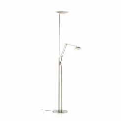 Knapstein Lampadaire à éclairage indirect LED Jona, liseuse, nickel mat| Lampadaires Led|Lampadaires