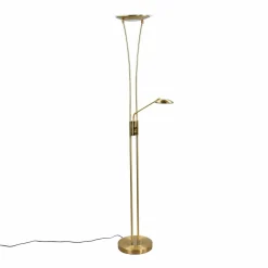 Lindby Lampadaire à éclairage indirect Eda avec variateur, laiton| Lampadaires Led|Lampadaires