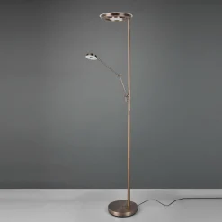 Trio Lighting Lampadaire indir. LED Barrie liseuse laiton ancien| Lampadaires Led|Lampadaires