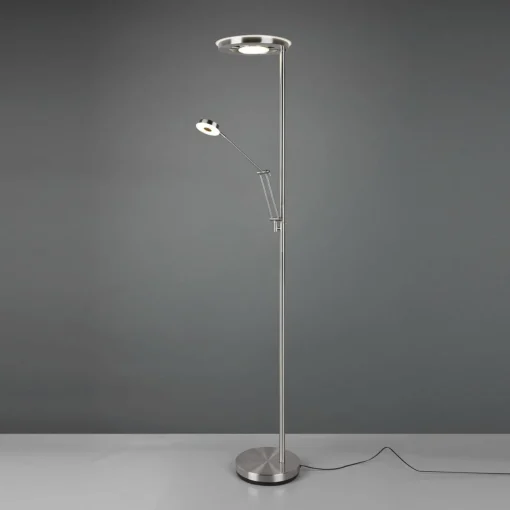 Trio Lighting Lampadaire indirect LED Barrie liseuse, nickel mat| Lampadaires Led|Lampadaires