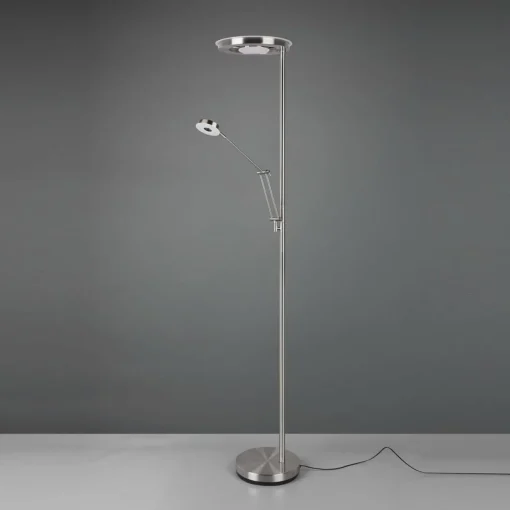 Trio Lighting Lampadaire indirect LED Barrie liseuse, nickel mat| Lampadaires Led|Lampadaires