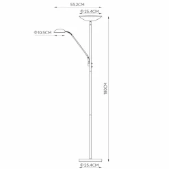 Lucide Lampadaire indirect LED Zenith liseuse LED, noir| Lampadaires Led|Lampadaires