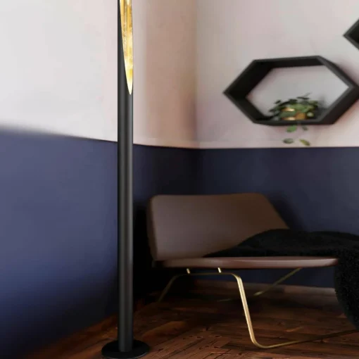 EGLO Lampadaire LED Barbotto en noir/or| Luminaires Led D'Intérieur