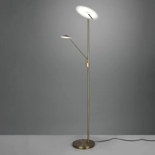 Trio Lighting Lampadaire LED Brantford liseuse, laiton ancien| Lampadaires Led|Lampadaires