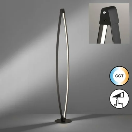 FISCHER & HONSEL Lampadaire LED Fenga, variateur tactile, CCT, noir| Lampadaires Led|Lampadaires