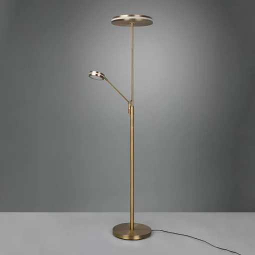 Trio Lighting Lampadaire LED Franklin, liseuse, laiton ancien| Lampadaires Led|Lampadaires