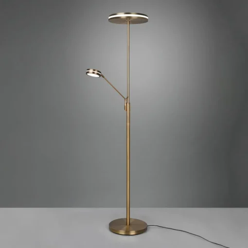 Trio Lighting Lampadaire LED Franklin, liseuse, laiton ancien| Lampadaires Led|Lampadaires