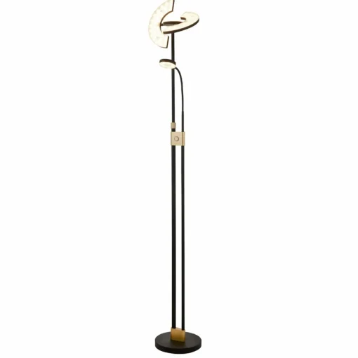 Searchlight Lampadaire LED Gio, laiton satiné/noir| Lampadaires Led|Lampadaires