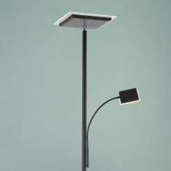 JUST LIGHT. Lampadaire LED Hans avec liseuse, angulaire, noir| Lampadaires Led|Lampadaires