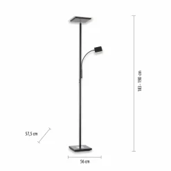 JUST LIGHT. Lampadaire LED Hans avec liseuse, angulaire, noir| Lampadaires Led|Lampadaires