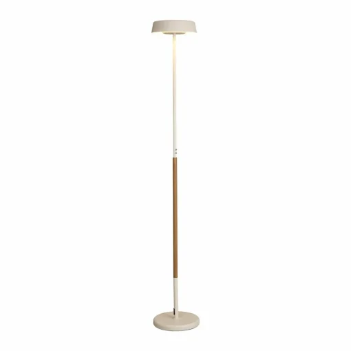 Mantra Iluminación Lampadaire LED Noa II, variateur tactile, acier, blanc/bois| Luminaires Led D'Intérieur