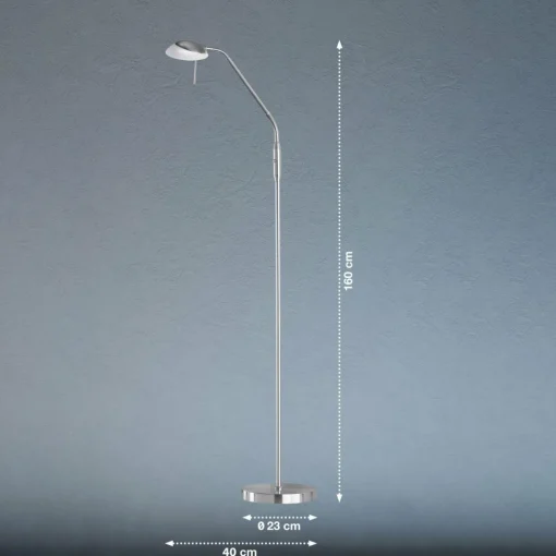 FISCHER & HONSEL Lampadaire LED Pool TW, à 1 lampe, nickel| Lampadaires Led|Lampadaires