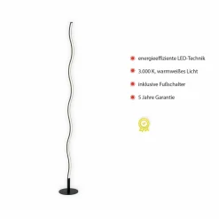 JUST LIGHT. Lampadaire LED Wave 3 000 K 120 cm noir| Lampadaires Led|Lampadaires