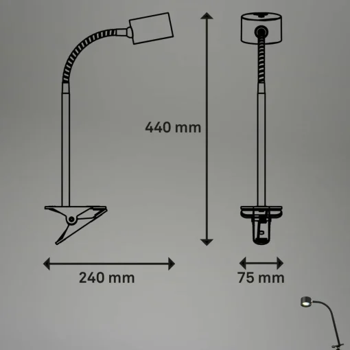 Briloner Lampe à pince LED rechargeable Tari, noir, CCT, variateur tactile, USB| Luminaires Led D'Intérieur