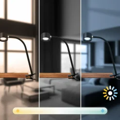 Briloner Lampe à pince LED rechargeable Tari, noir, CCT, variateur tactile, USB| Luminaires Led D'Intérieur