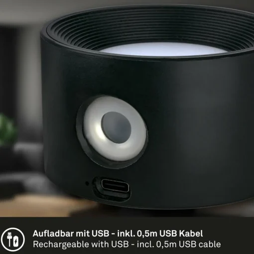 Briloner Lampe à pince LED rechargeable Tari, noir, CCT, variateur tactile, USB| Luminaires Led D'Intérieur