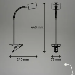 Briloner Lampe à pince LED rechargeable Tari, blanc, CCT, variateur tactile, USB| Luminaires Led D'Intérieur