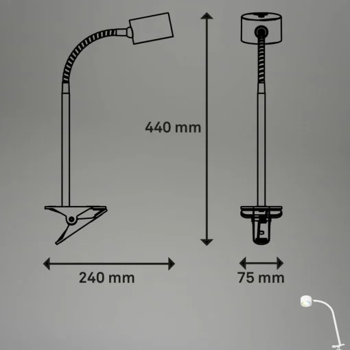 Briloner Lampe à pince LED rechargeable Tari, blanc, CCT, variateur tactile, USB| Luminaires Led D'Intérieur