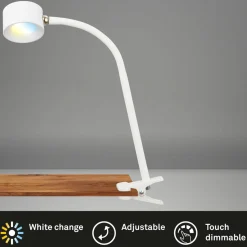 Briloner Lampe à pince LED rechargeable Tari, blanc, CCT, variateur tactile, USB| Luminaires Led D'Intérieur