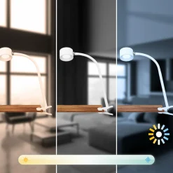 Briloner Lampe à pince LED rechargeable Tari, blanc, CCT, variateur tactile, USB| Luminaires Led D'Intérieur