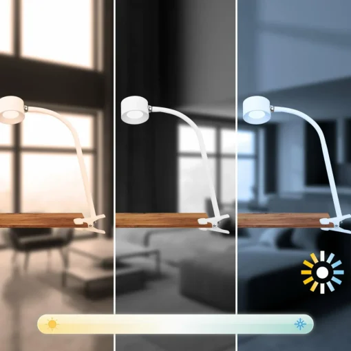 Briloner Lampe à pince LED rechargeable Tari, blanc, CCT, variateur tactile, USB| Luminaires Led D'Intérieur