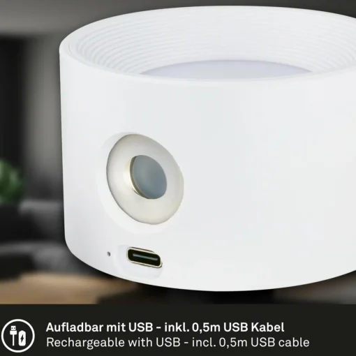 Briloner Lampe à pince LED rechargeable Tari, blanc, CCT, variateur tactile, USB| Luminaires Led D'Intérieur