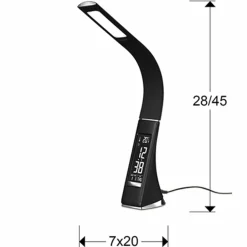 Schuller Valencia Lampe à poser LED Alive avec réveil, noire| Lampes À Poser Led|Lampes À Poser Et Lampes De Table