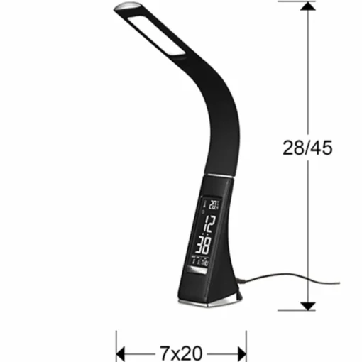Schuller Valencia Lampe à poser LED Alive avec réveil, noire| Lampes À Poser Led|Lampes À Poser Et Lampes De Table