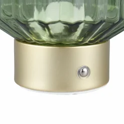 Reality Leuchten Lampe à poser LED rechargeable Lord, laiton/vert, hauteur 19,5 cm, verre| Lampes À Poser Led|Lampes À Poser Et Lampes De Table