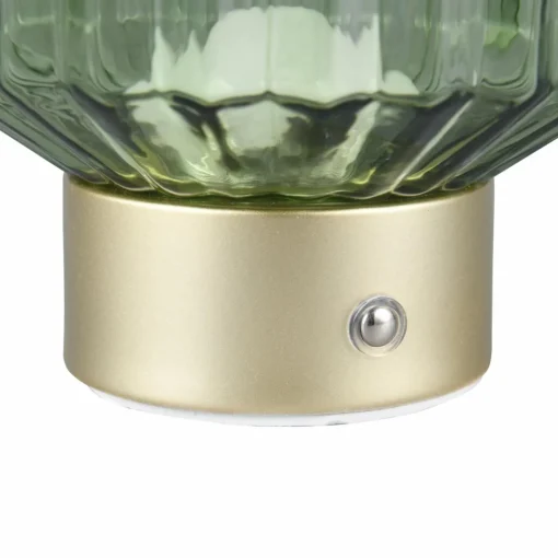 Reality Leuchten Lampe à poser LED rechargeable Lord, laiton/vert, hauteur 19,5 cm, verre| Lampes À Poser Led|Lampes À Poser Et Lampes De Table
