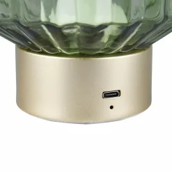 Reality Leuchten Lampe à poser LED rechargeable Lord, laiton/vert, hauteur 19,5 cm, verre| Lampes À Poser Led|Lampes À Poser Et Lampes De Table