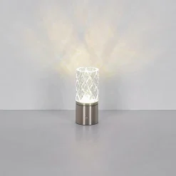 Globo Lampe à poser LED rechargeable Lunki, couleur nickel, hauteur 19 cm, CCT| Lampes À Poser Led|Lampes À Poser Et Lampes De Table