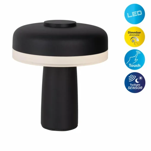 Näve Lampe à poser LED rechargeable Pilu noir hauteur 16,5cm métal Touchdim| Lampes À Poser Led|Lampes À Poser Et Lampes De Table