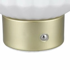 Reality Leuchten Lampe à poser LED rechargeable Lord, laiton/opale, hauteur 19,5 cm, verre| Lampes À Poser Led|Lampes À Poser Et Lampes De Table
