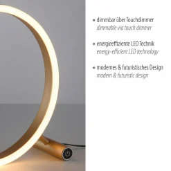 JUST LIGHT. Lampe à poser LED Ritus, laiton mat| Lampes À Poser Led|Lampes À Poser Et Lampes De Table