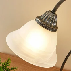 Lindby Lampe à poser Mialina, verre, métal, blanc albâtre, 42 cm| Lampes À Poser Led|Lampes À Poser Et Lampes De Table