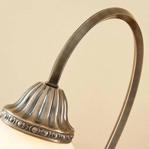 Lindby Lampe à poser Mialina, verre, métal, blanc albâtre, 42 cm| Lampes À Poser Led|Lampes À Poser Et Lampes De Table