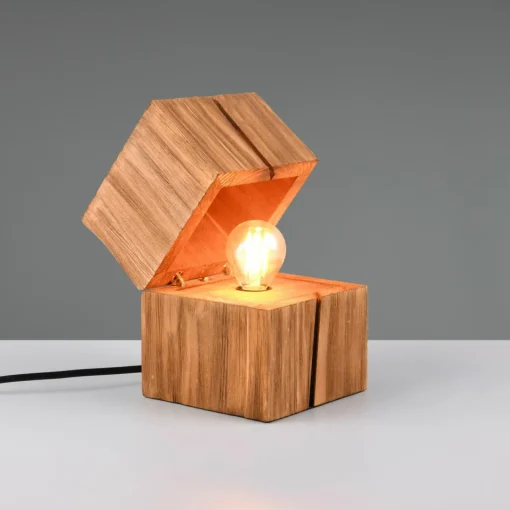 Trio Lighting Lampe à poser Treasure, naturel, bois, pliable| Lampes À Poser Led|Lampes À Poser Et Lampes De Table