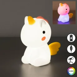 FH Lighting Lampe de chevet LED à accu Unicorno, licorne, RVB, intensité variable| Lampes À Poser Led|Lampes À Poser Et Lampes De Table