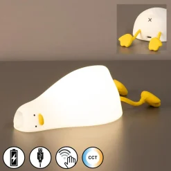 FH Lighting Lampe de chevet LED à accu Ducky, canard, blanc, minuterie, intensité| Lampes À Poser Led|Lampes À Poser Et Lampes De Table