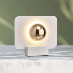 Mantra Iluminación Lampe de table LED Alba, effet lumineux indirect, blanc| Lampes À Poser Led|Lampes À Poser Et Lampes De Table
