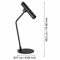 EGLO Lampe de table LED Almudaina, noir, hauteur 49,5 cm, acier| Lampes À Poser Led|Lampes À Poser Et Lampes De Table