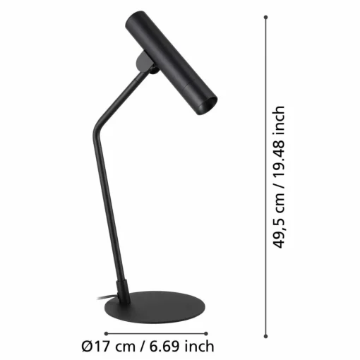 EGLO Lampe de table LED Almudaina, noir, hauteur 49,5 cm, acier| Lampes À Poser Led|Lampes À Poser Et Lampes De Table