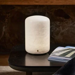 Carpyen Lampe de table LED Capsule en Alabaster hauteur 19,5cm| Lampes À Poser Led|Lampes À Poser Et Lampes De Table