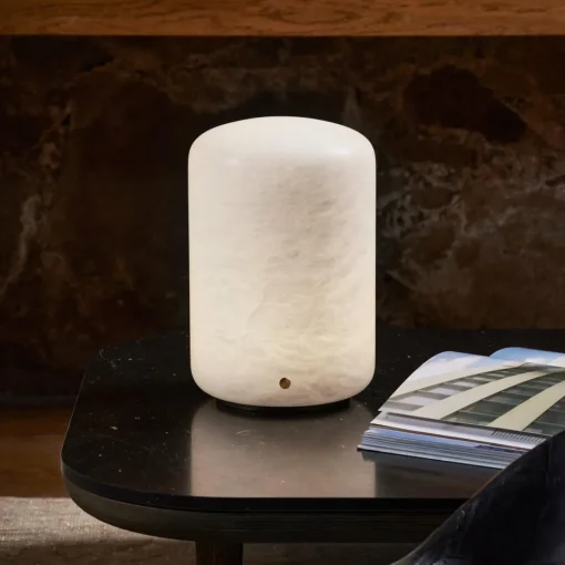 Carpyen Lampe de table LED Capsule en Alabaster hauteur 19,5cm| Lampes À Poser Led|Lampes À Poser Et Lampes De Table