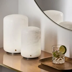 Carpyen Lampe de table LED Capsule en Alabaster hauteur 19,5cm| Lampes À Poser Led|Lampes À Poser Et Lampes De Table