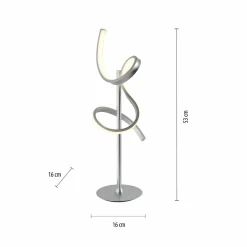 JUST LIGHT. Lampe de table LED Curls, argent, métal, hauteur 53 cm, intensité variable| Lampes À Poser Led|Lampes À Poser Et Lampes De Table