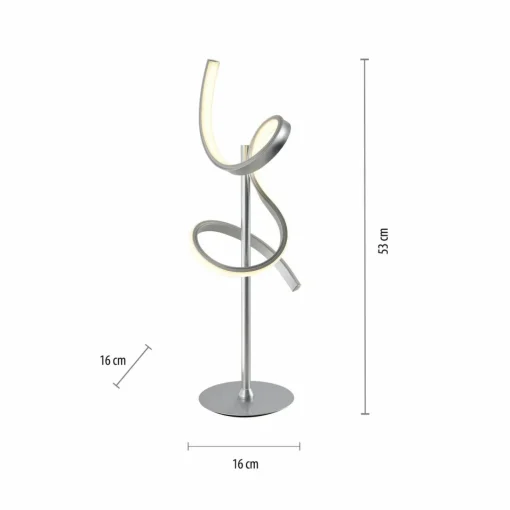 JUST LIGHT. Lampe de table LED Curls, argent, métal, hauteur 53 cm, intensité variable| Lampes À Poser Led|Lampes À Poser Et Lampes De Table