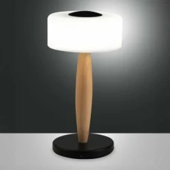 Fabas Luce Lampe de table LED Elea, noir, hauteur 29 cm, verre, bois| Lampes À Poser Led|Lampes À Poser Et Lampes De Table